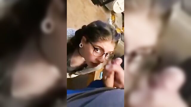 Sister Sucks Brother's Dick and Cum