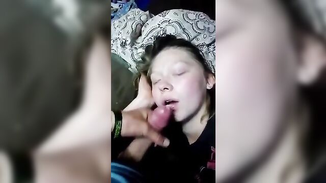 Pranking my sleeping sister turned into hot cumshot