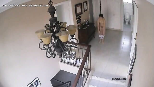 Daughter naked in front of mother ip cam