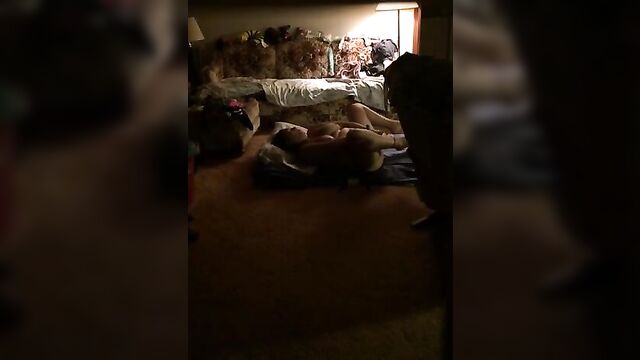 Son spying on his fat mom masturbating in the bedroom - 1 image