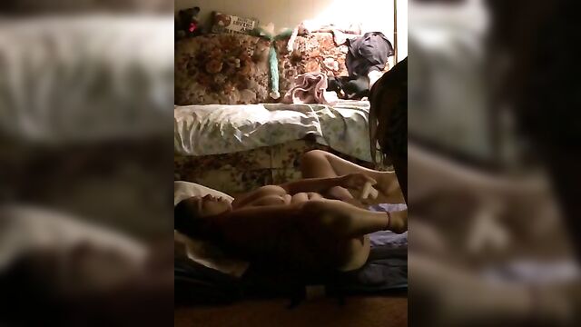 Son spying on his fat mom masturbating in the bedroom - 2 image