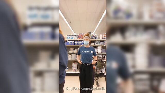 Real mother and daughter flashing tits in the mall - 3 image