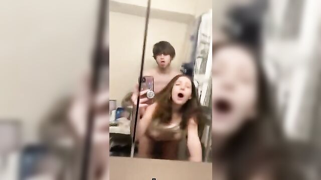 Brother and Sister Fucking in front of the mirror - 4 image