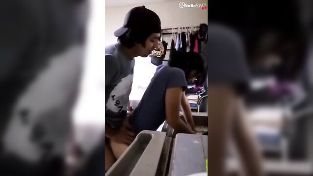 Horny Sister is washing the dishes with Brother - 1 image