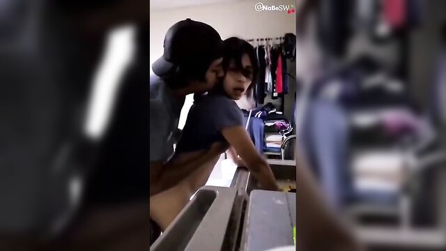 Horny Sister is washing the dishes with Brother