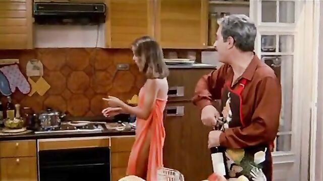 Pretty daughter topless in front of her father Scene from mainstream movie - 1 image