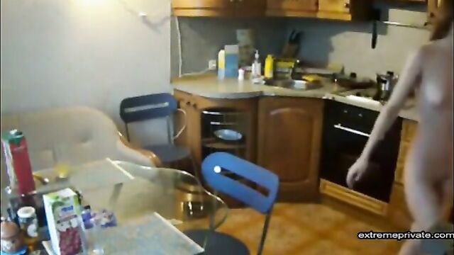 When we stay at our vacation home, my sister walks around naked with a wet pussy all day long - 3 image